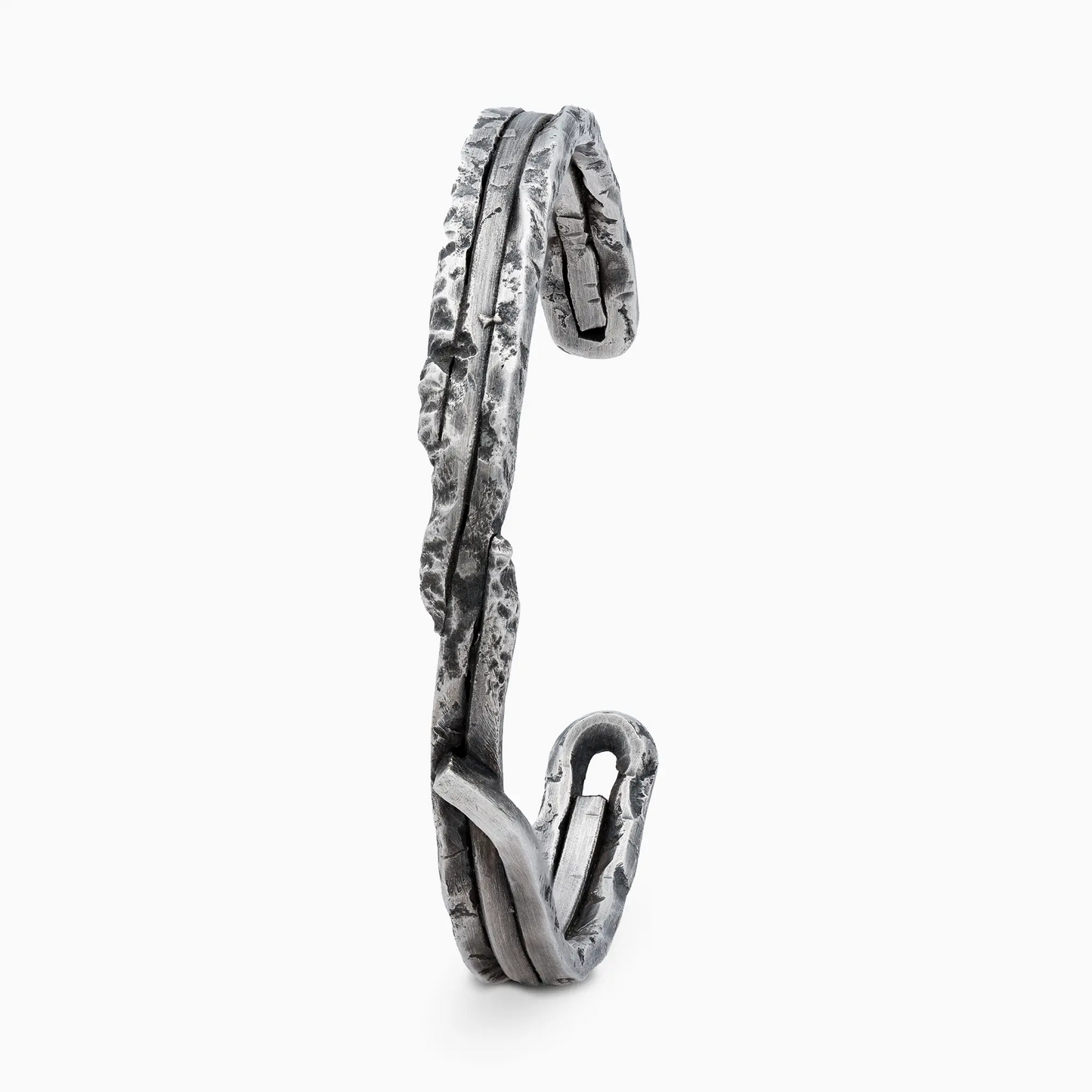 Sterling Silver handcrafted 925 silver Sativa bracelet with a textured, intertwined design.