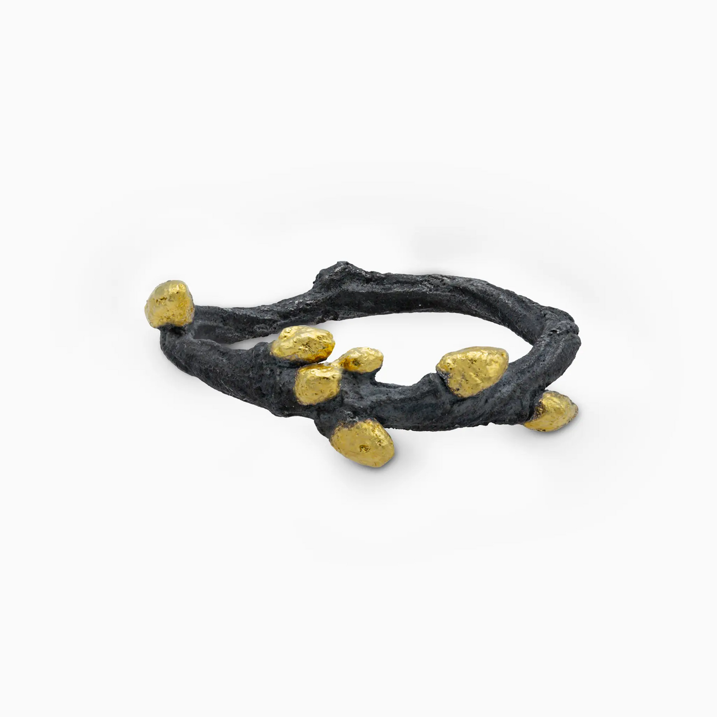 Bonsai ring in oxidized silver with gold vermeil accents.