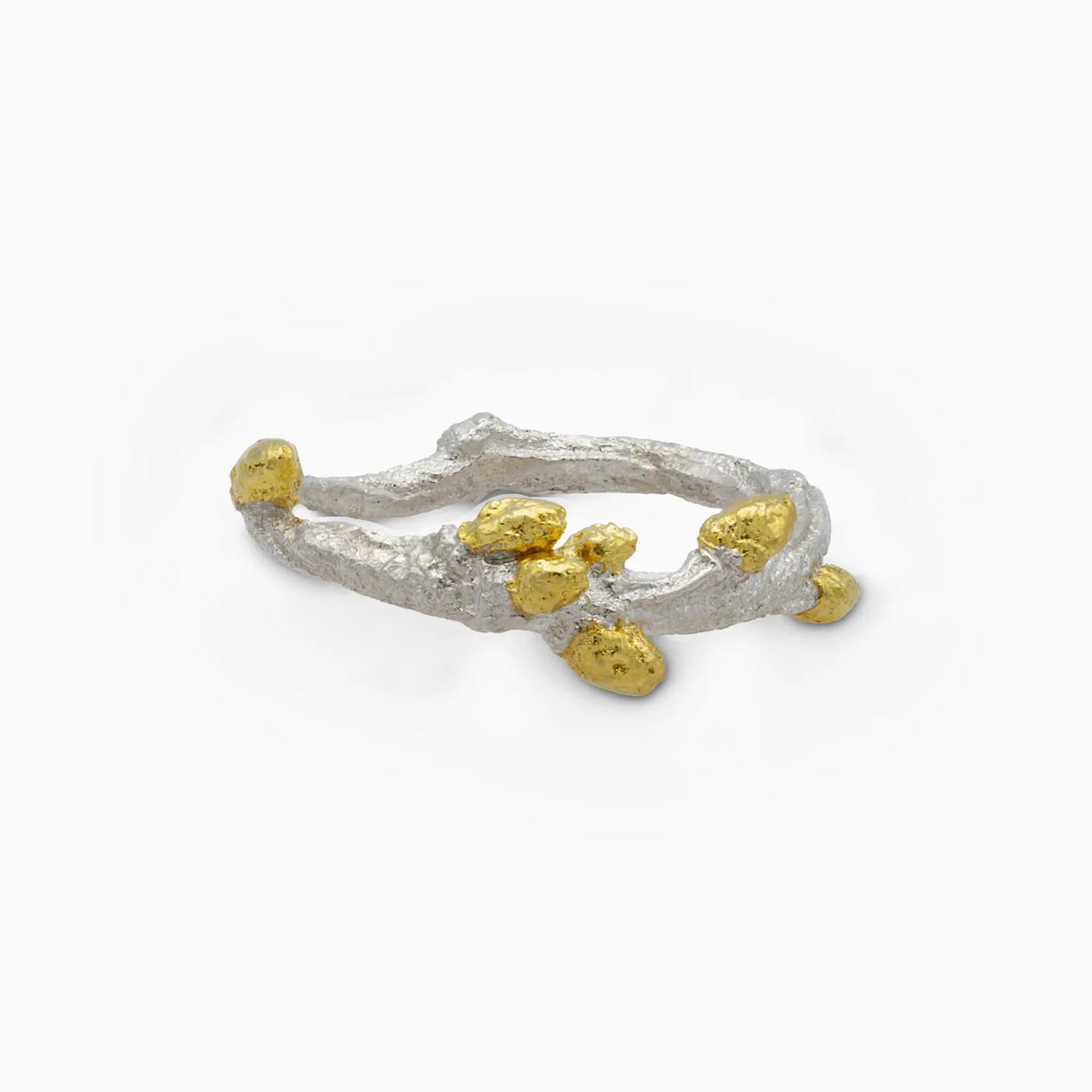 Bonsai ring in 925 silver with gold vermeil accents, showcasing a nature-inspired design.