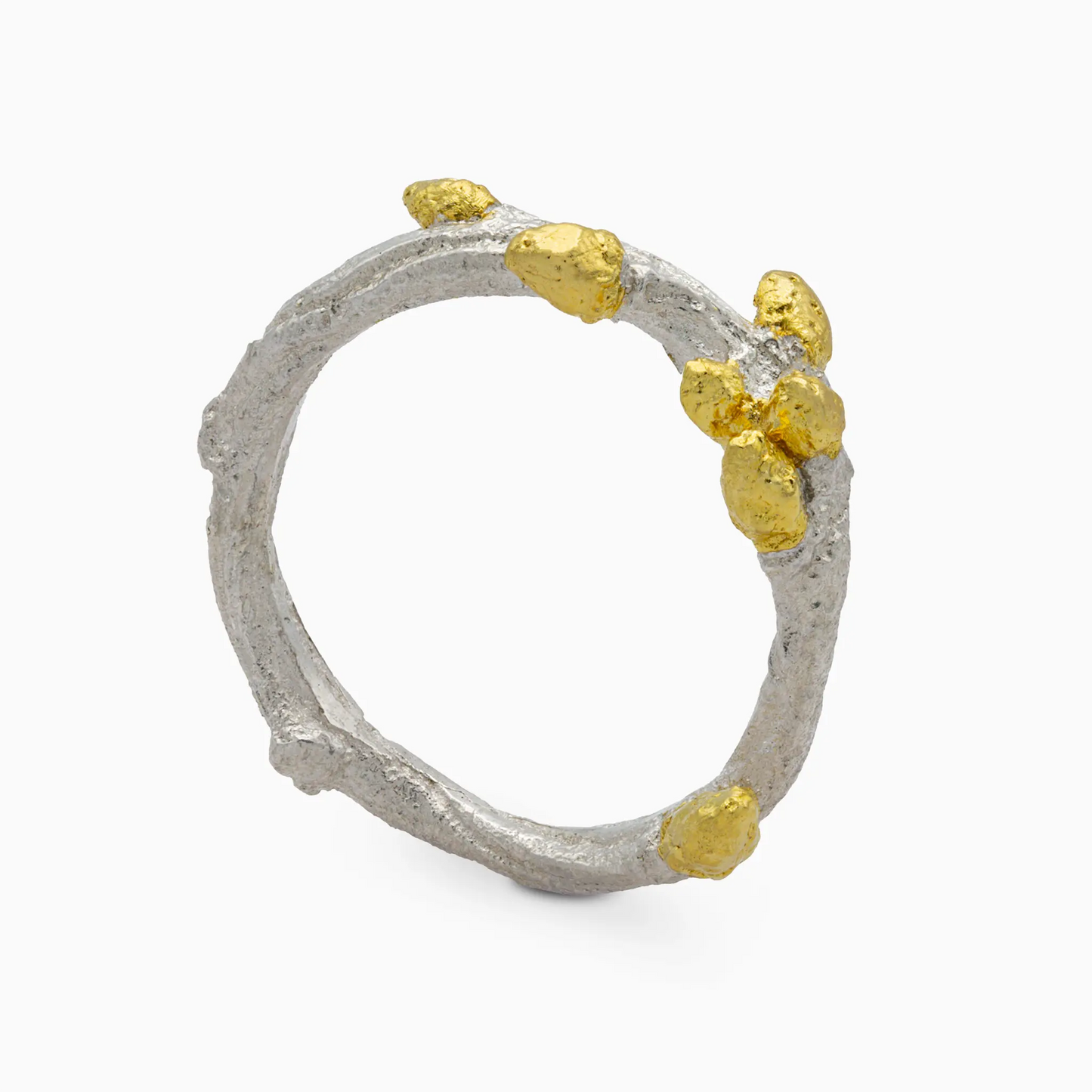 Bonsai ring in 925 silver with gold vermeil accents, featuring a nature-inspired design and craftsmanship.