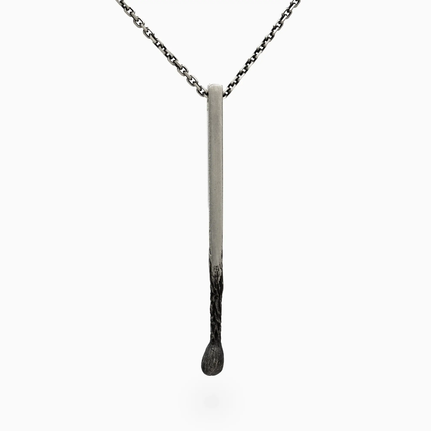 Sterling Silver minimalist silver matchstick pendant with sleek design.