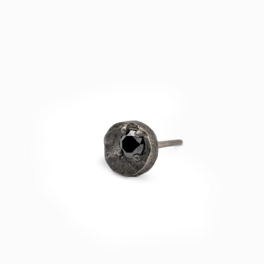 VOID Stud — Black Moissanite Oxidized Silver Earring
